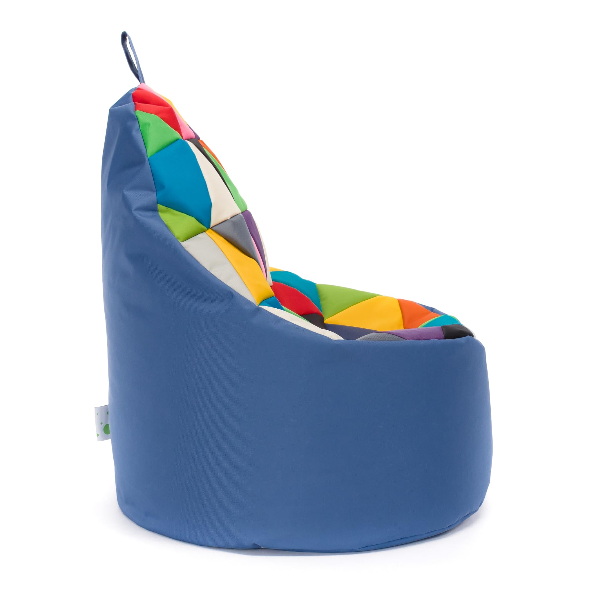 Ecopuf - Yoko Patchwork Pouf Poire Extérieur - Pouf Chambre Enfant - Tissu Imperméable - Relax - Accessoires Chambre - Fauteuil XL - 70x75cm, Mélange/Bleu
