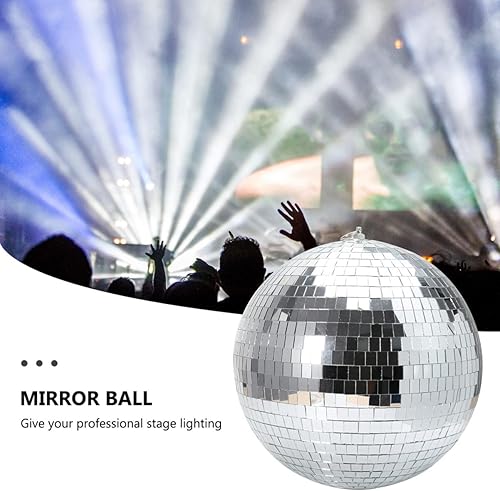 Miniatura 8 de Gatuida Bola de discoteca de espejo, bola de espejo de 12 pulgadas con anillo colgante para escenario, bar, fiesta, decoración de bodas y vacaciones