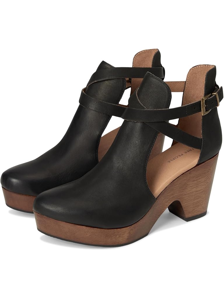 Black Free People Cedar Leather Clogs