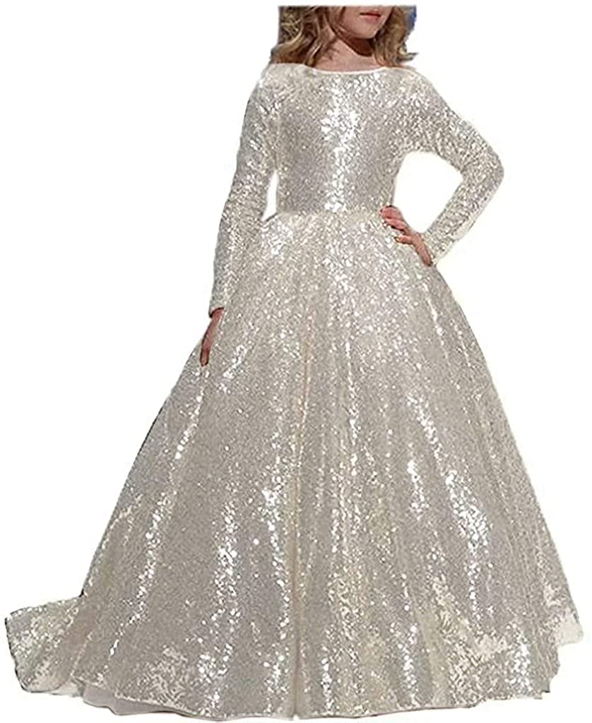 Sukienka dla dziewczynek z cekinami z cekinami dziewczyna Cekin Flower Princess Dress Urodziny Ślubne, Ivory, 13 lat