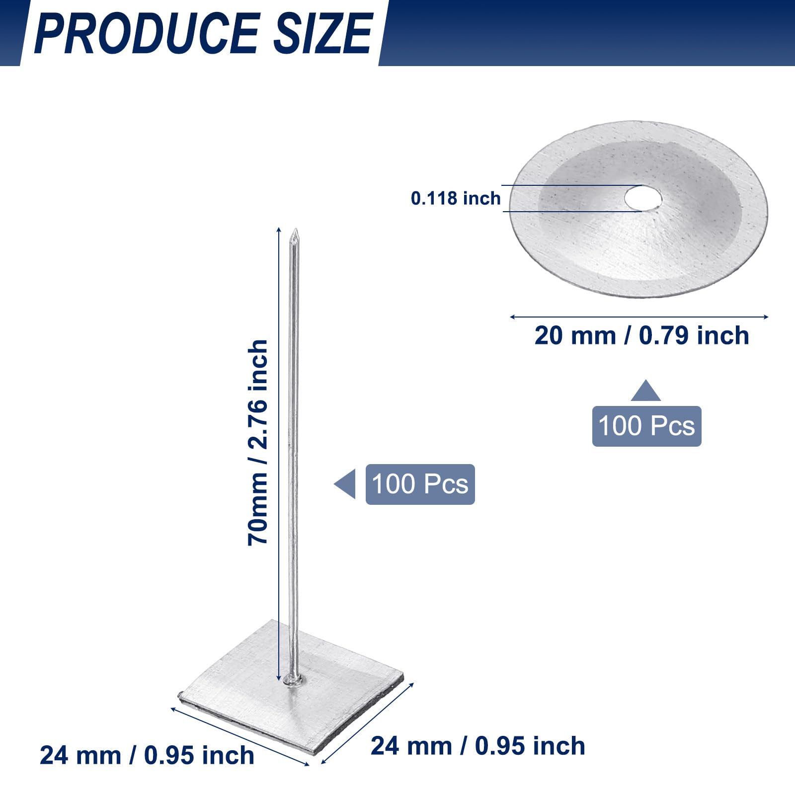 PATIKIL 70mm Self Stick Insulation Pins - Image 2