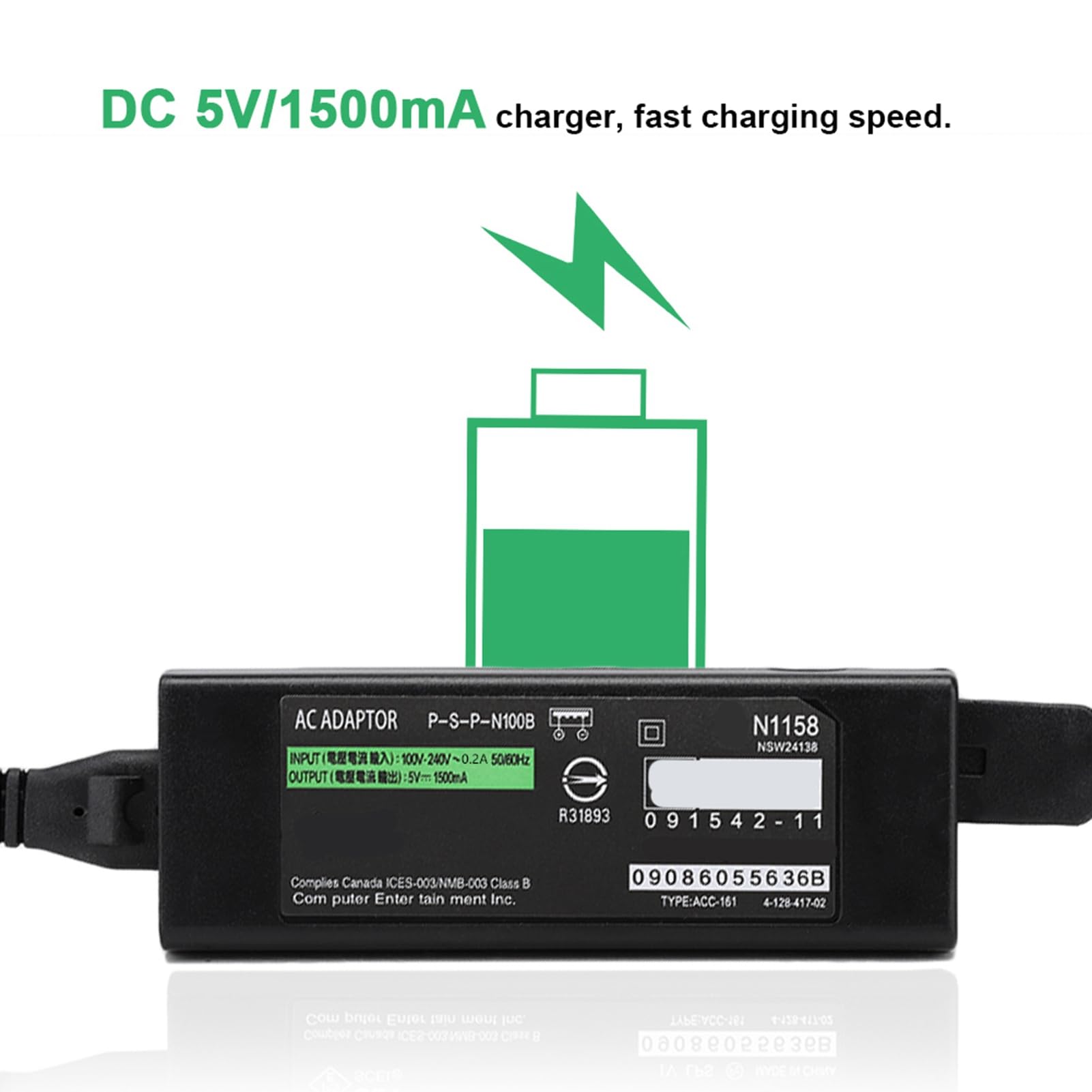Portátil para Carga Rápida DC 5V 1500mA GO Ladekabel GO Cargador Adaptador de Corriente 50 60Hz (EU 100 240V)