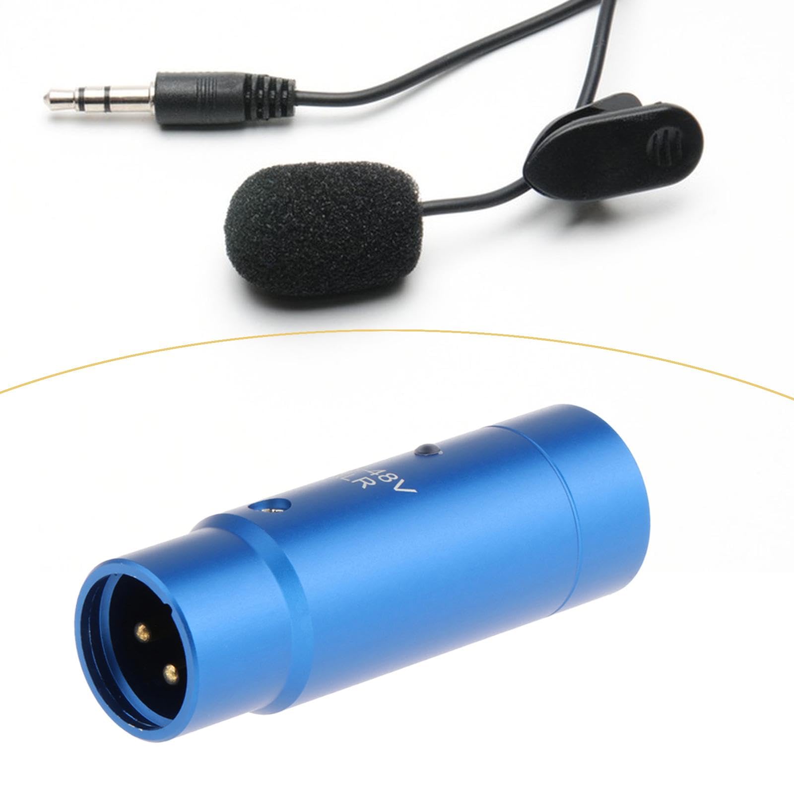 5 Set Phantomspeisung Adapter Stereo für Kondensator Mic Plug and Play XLR Mic Adapter blau Länge 63mm