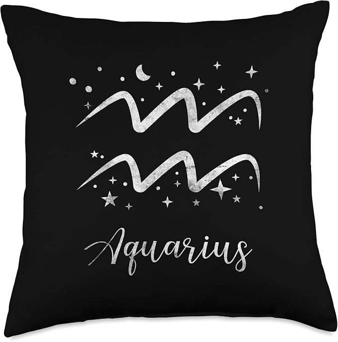 Aquarius Symbol Design Horoscope Zodiac Signs Astrology Throw Pillow