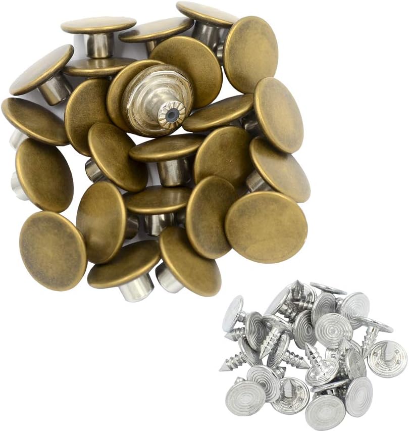 100 Sets Copper Cap Denim Jeans Buttons Rivets Replacement Tack Snap Fastener (Bronze)