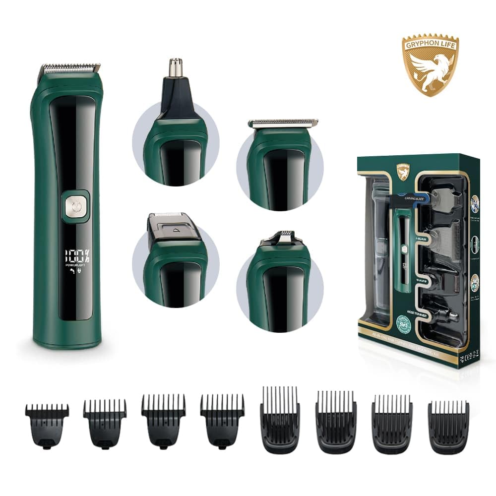 Generic Gryphon Life Hair Clippers and Trimmer 5 in 1 Kit with Barber's Hair Cutting Tool, Green