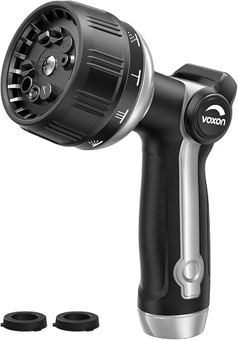 VOXON Full Metal Garden Hose Nozzle, 10 Spray Patterns