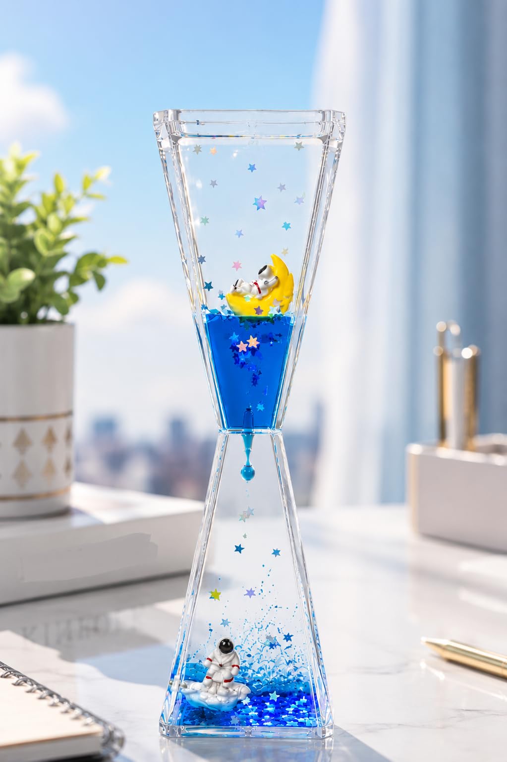 Astronaut Liquid Motion Timer Acrylic Sensory Bubble Stress Relief Desk Toy with Floating Moon & Glitter Stars Office Decor Study Table Decoration Unique Gift for Kids & Adults-image-33