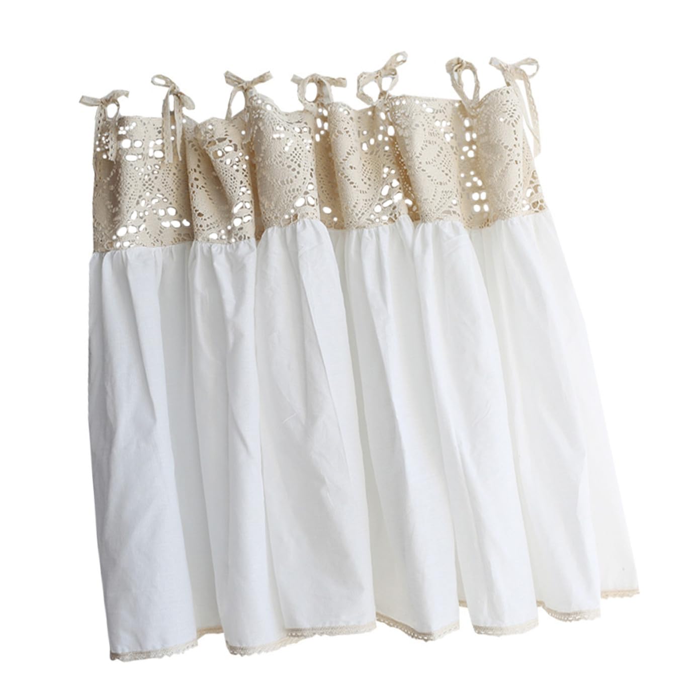 Rideau court crocheté de haute qualité en coton blanc léger pour fenêtre