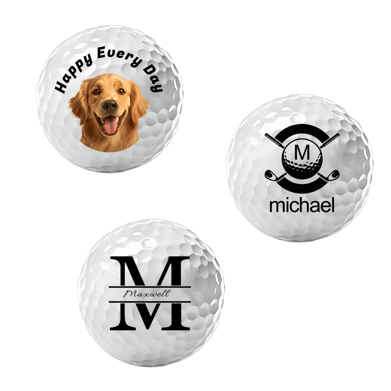 Customized Personalized Golf Balls - Custom Text or Logo Image Double-Sided Golf Balls - Customizable Gift for Golf Lovers