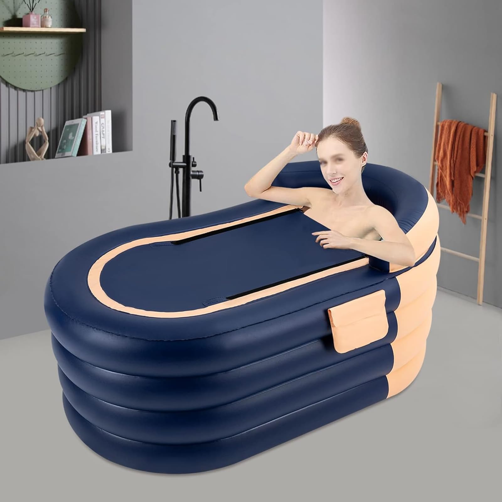 Bañera inflable portátil para adultos, diseño plegable de PVC con bomba de aire, ideal para viajes y vacaciones, cómoda y fácil de usar