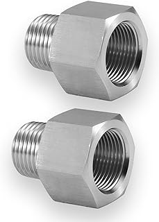2 szt. Złącza redukcyjne, sześciokątne gwint zewnętrzny, 1/2 BSPT gwint męski i 3/8 BSPT gwint żeński BSPT, antykorozyjny, dla większości węży, węże, krany, liczniki i oczyszczacze