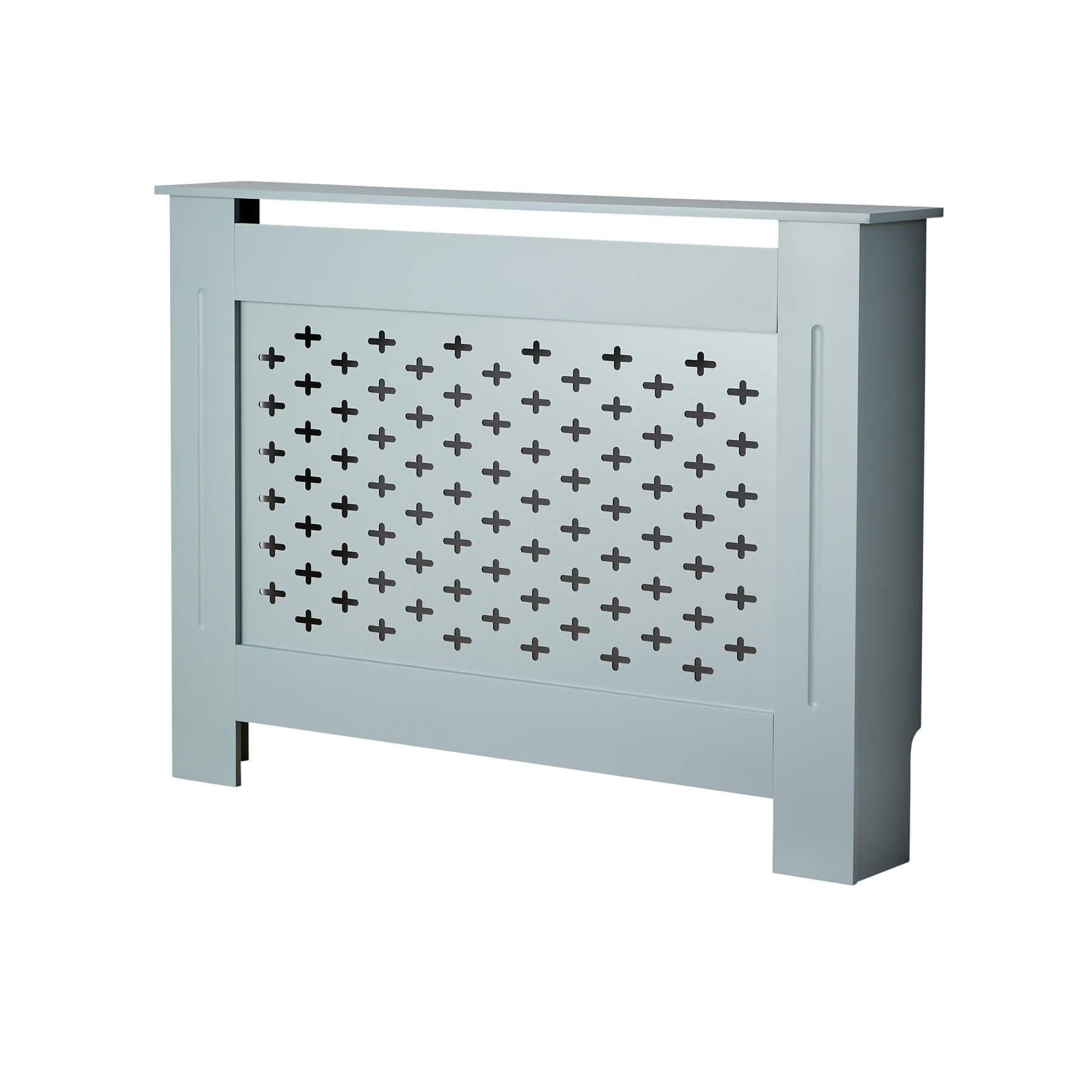 Home Source Radiator Cover Wooden Wall Cabinet Shelf Decorative Grill, Grey, Medium 112cm