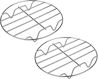 TamBee 8 Inch Cooking Rack Round 304 Stainless Steel Cooling Racks Baking and Cooling Steaming Rack w Stand Cookware for Air Fryer Pressure Cooker Canning 2Pcs