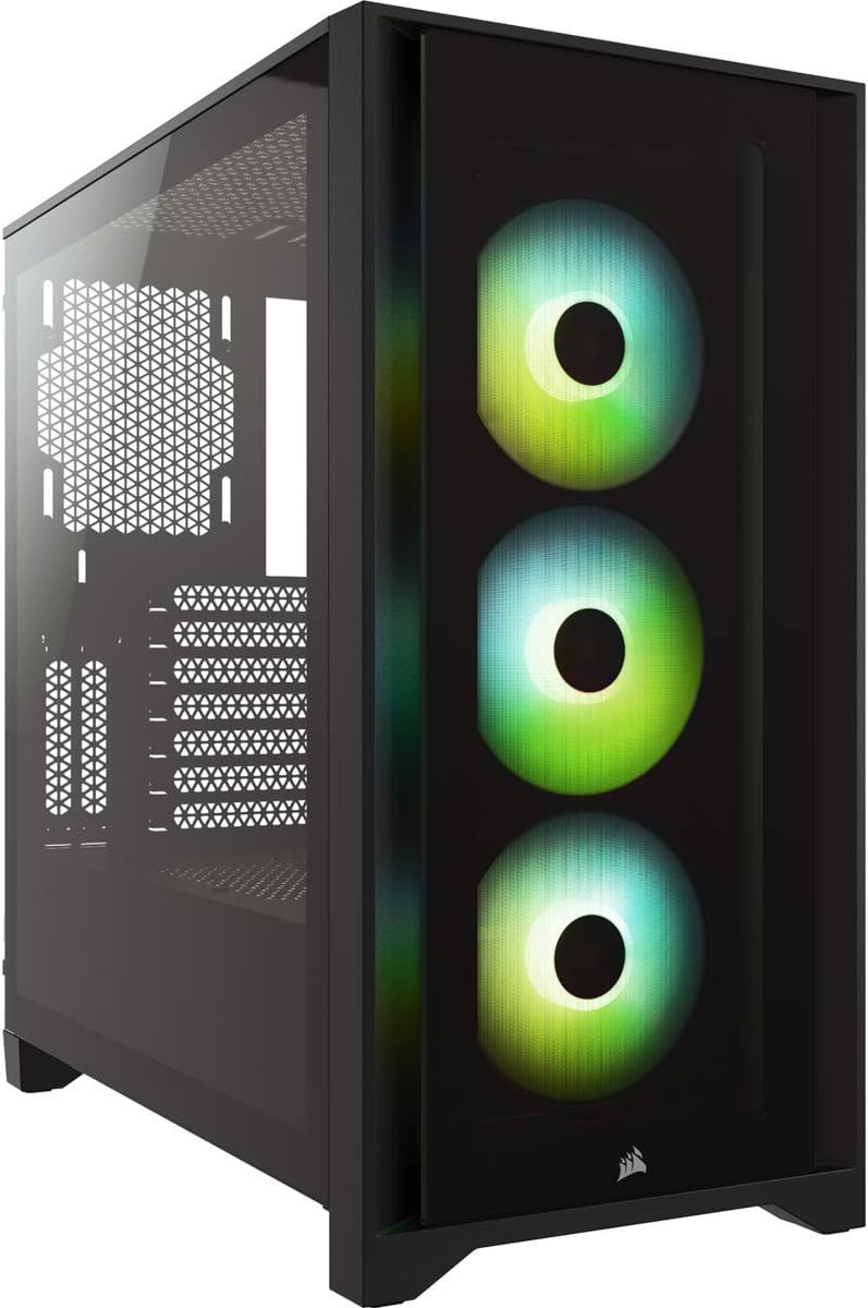 CORSAIR ICUE 4000X RGB Tempered Glass Mid-Tower ATX PC Case - 3x SP120 RGB ELITE Fans - ICUE Lighting Node CORE Controller - High Airflow - Black: image 1 of 3