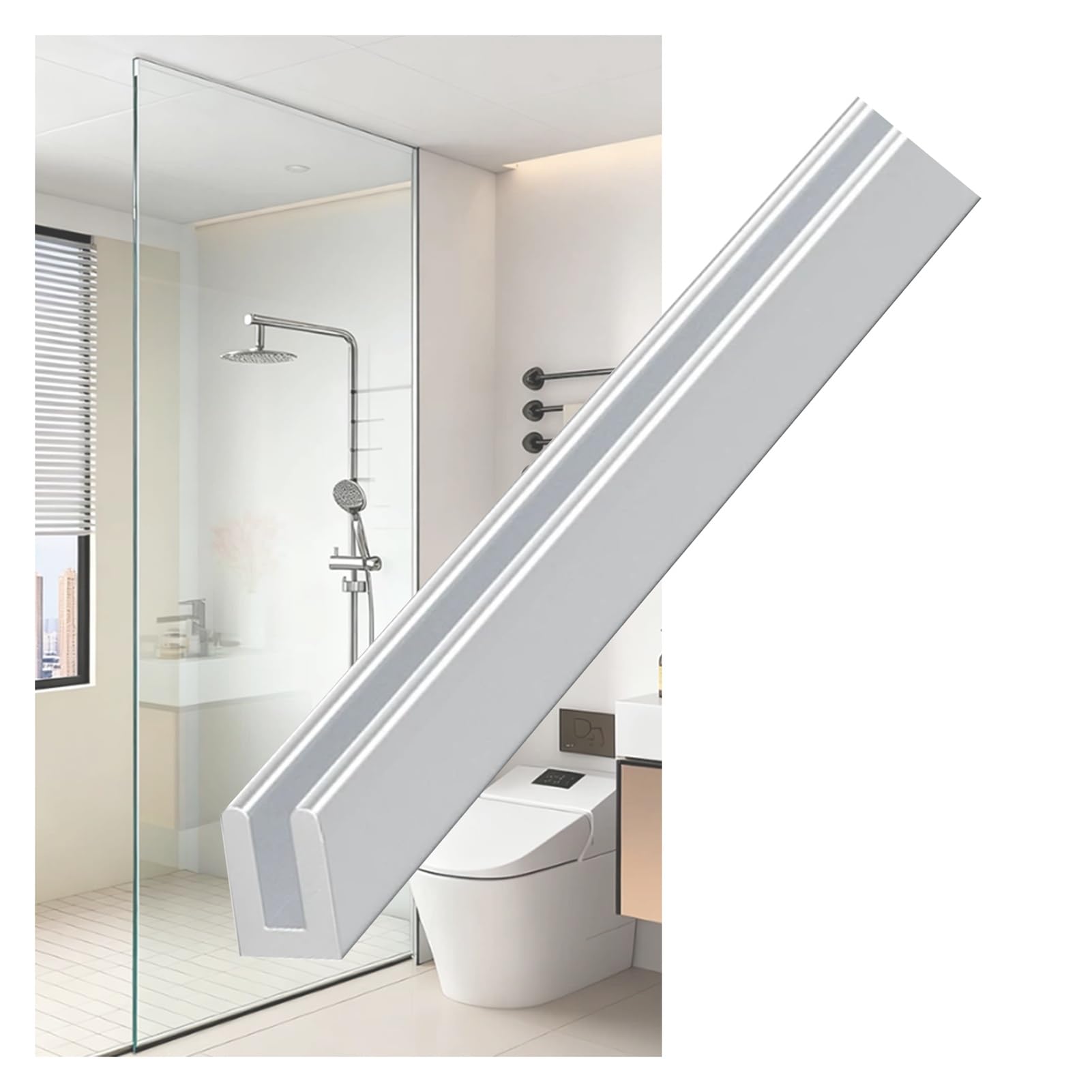 Canale A U In Vetro For Doccia, Guida For Bordi Della Cabina Doccia | Strisce for bordi di pannelli divisori for pannelli spessi 1/8, 3/16, 1/4, 5/16, 3/8, 1/2, 5/8, 3/4"(Silver,10x12mm)