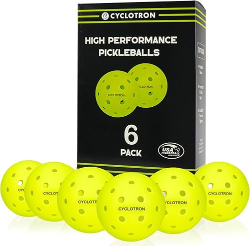 cyclotron P-40 Outdoor Pickleball Balls – USAPA Approved Pickleballs, 40-Hole Precision Design, High Visibility, Durable Seamless HDPE Construction,