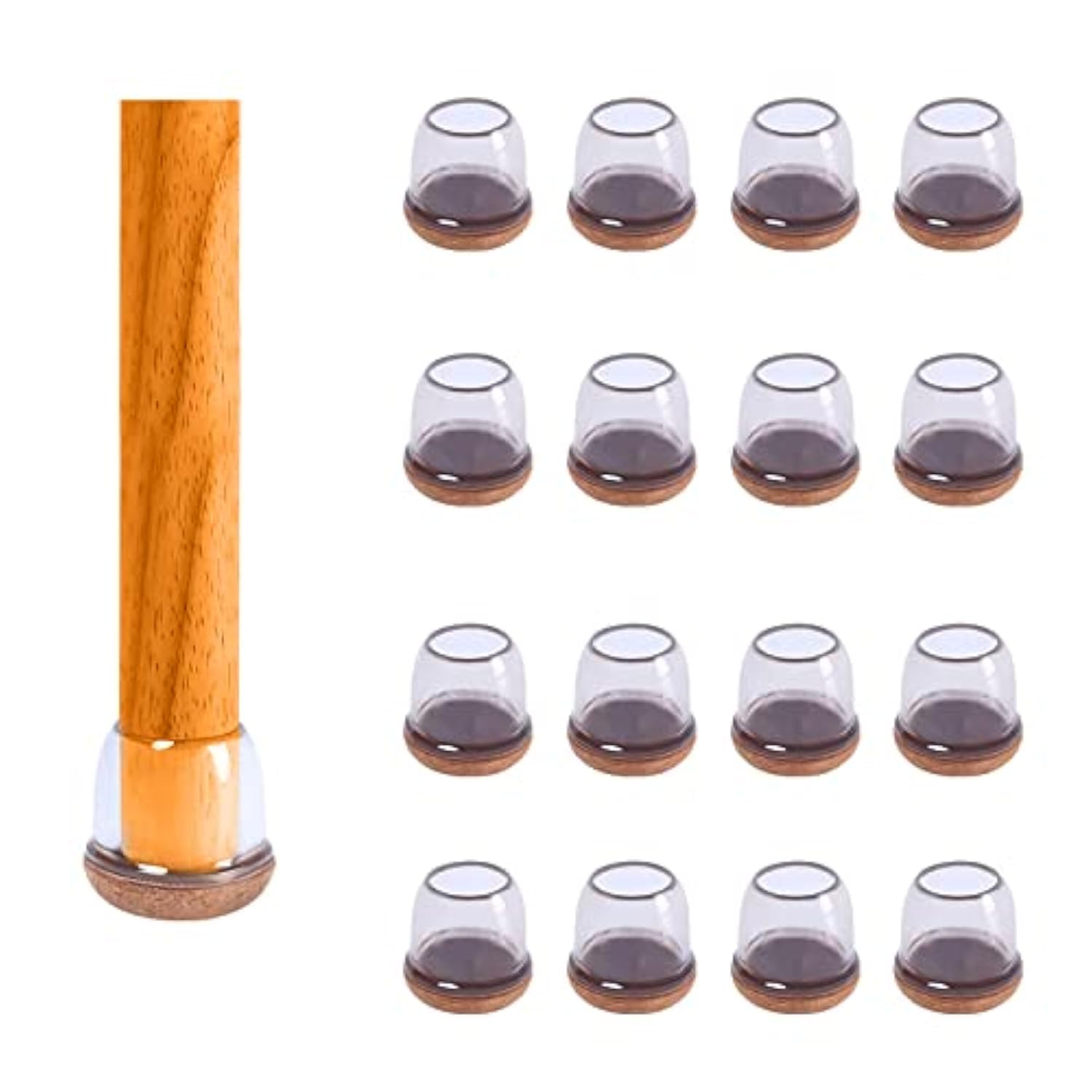 ARTHURS Extra Small Silicone Chair Leg Floor Protectors w/Wrapped Felt, Clear Chair Leg Caps, Silicon Furniture Leg Feet Cup, Protect Hardwood Floor from Scratches 16 Pcs (Round, Fit: 0.5" - 0.8")