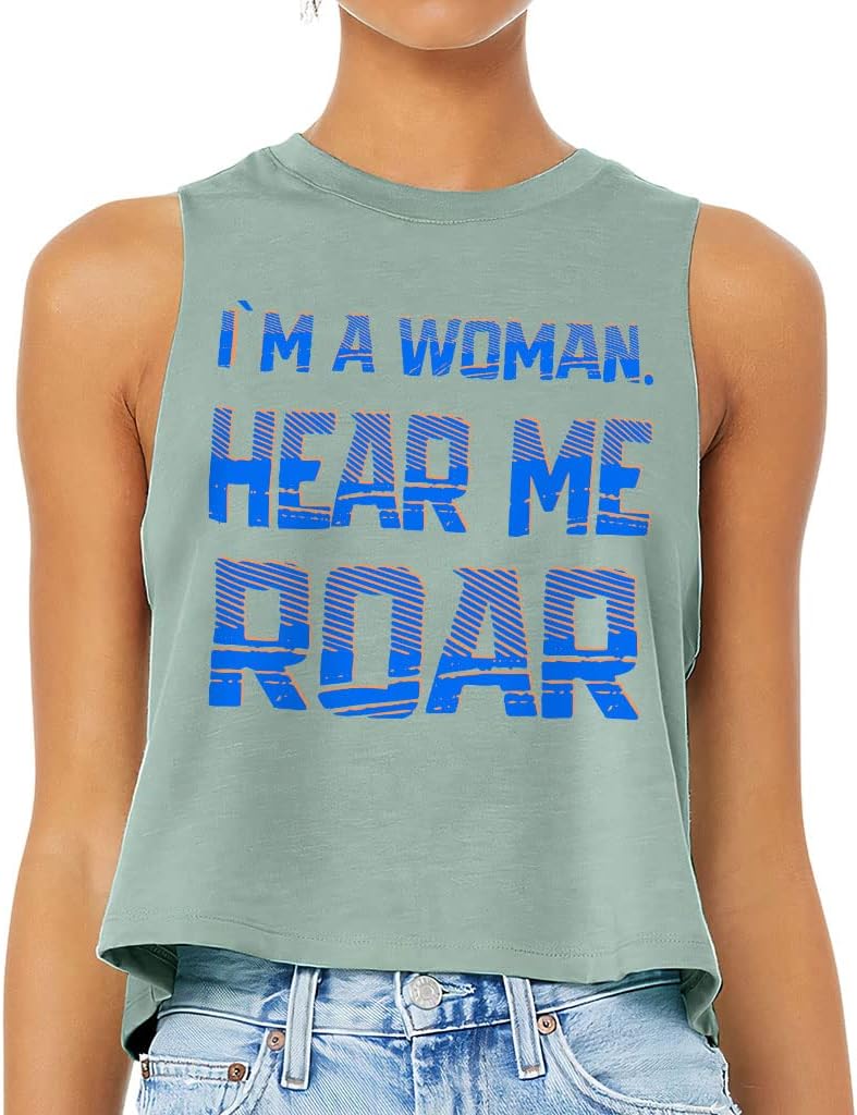Hear Me Roar Racerback Cropped Tank - Unique Women's Tank - Printed Tank Top