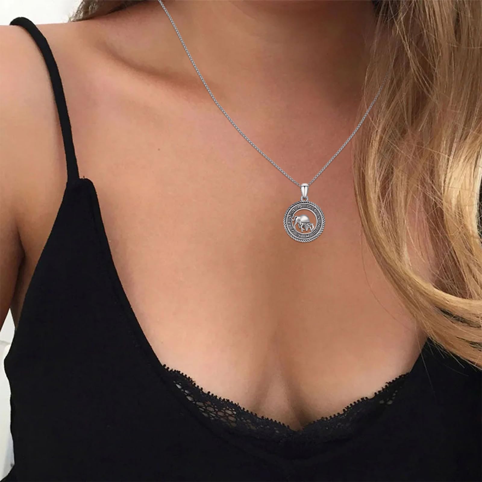 Stier Kette 925 Sterling Silber Sternzeichen Stier Anhänger Halskette Taurus Astrologie Horoskop Anhänger Schmuck Geburtstag Weihnachten Geschenke für Männer Frauen Unisex
