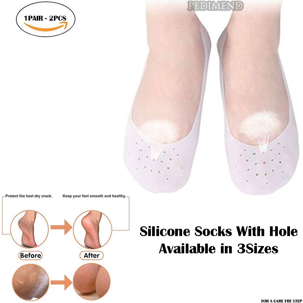 Pedimend Lot de 2 chaussettes hydratantes en gel de silicone pour peaux fissurées et rugueuses