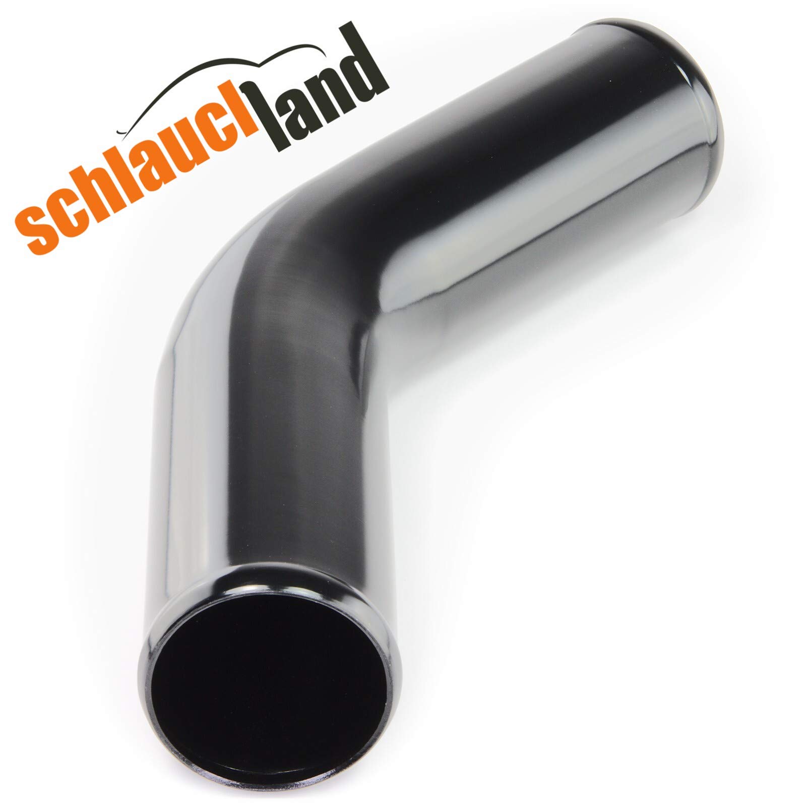 45° ALU-ROHRBOGEN AD-Ø 51mm Schwarz Alurohr poliert & gebördelt | AUSWAHL FARBEN & GRÖSSEN | Alu-Rohr-Bogen DIN EN T6063 Grad Aluminium Rohr Winkel Motor KFZ LLK Bogen Turbo Schlauch-Verbinder