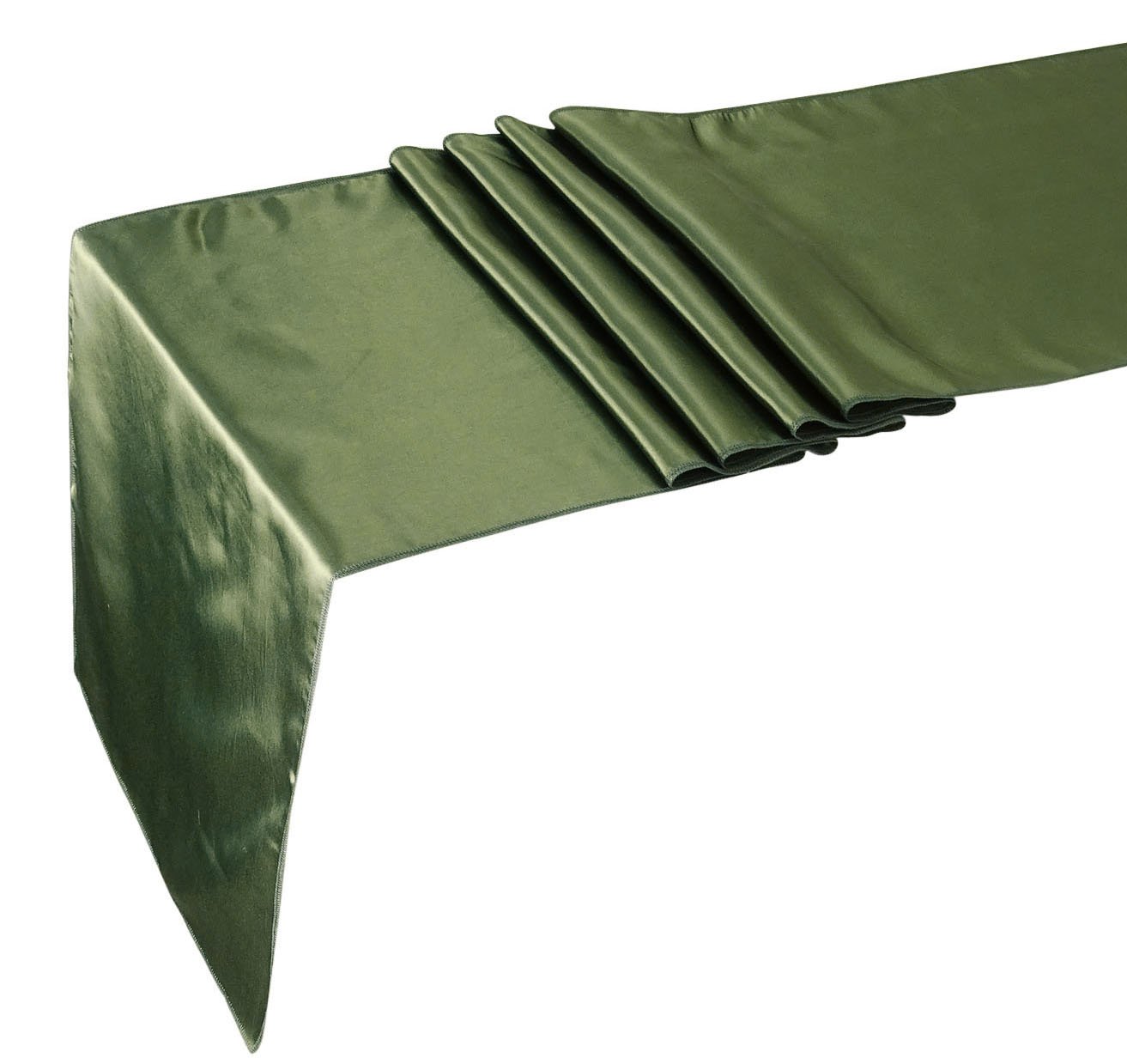 Darling Souvenir 10 Pcs Satin Table Runner Wedding Party Banquet Decoration 12 x 108 - Olive Green