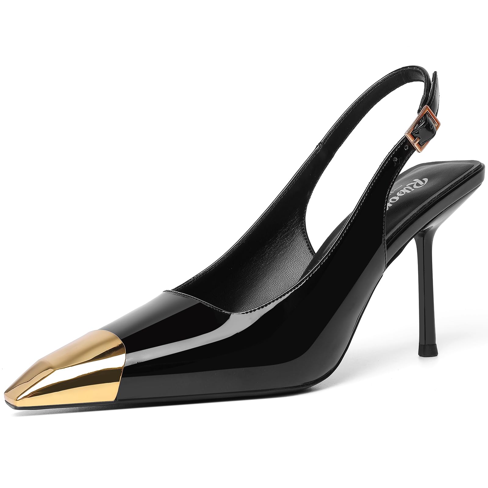 RIBONGZ Sexy Slingback Pumps Elegant Dressy Heels for Women Closed Toe Pointy High Heels Wedding Bride Prom Party Evening Shoes