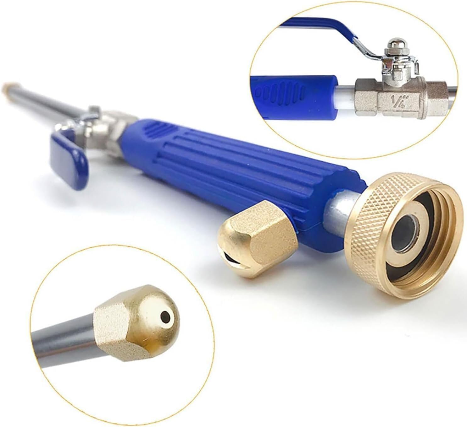 Jetnozzle 2-in1 High Pressure Power Washer for house, Jet Nozzle High Pressure Hose Nozzle, Power Nozzle for Garden Hose (Blue)
