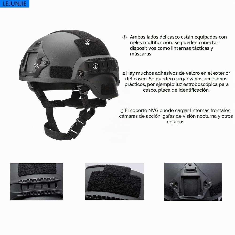 Cascos Tácticos Mich con Máscara Desmontable para Airsoft, Paintball y Caza