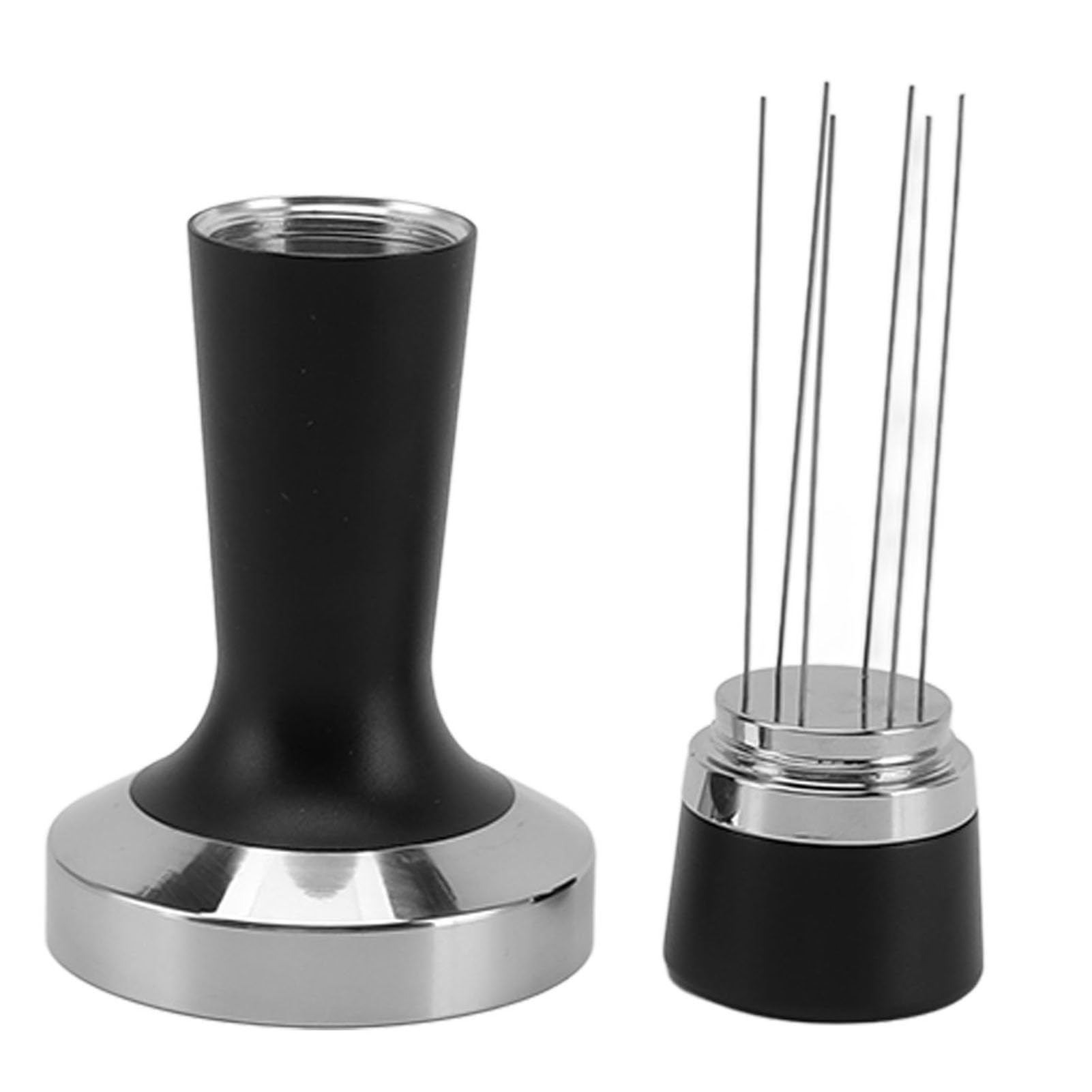 Set di agitatori per pressino per caffè 2 in 1 Base piatta Manico ergonomico Pressino e distributore per caffè in lega di alluminio in acciaio inossidabile (58 mm)