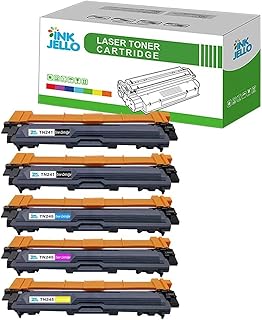 Inkjello Toner Cartridge For Printer, Compatible with Brother DCP-9015CDW DCP-9020CDW HL-3140CW HL-3150CDW HL-3170CDW MFC-9140CDN MFC-9330CDW MFC-9340CDW TN241/TN242/TN245/TN246(BK, C, M, Y, 5-Pack)