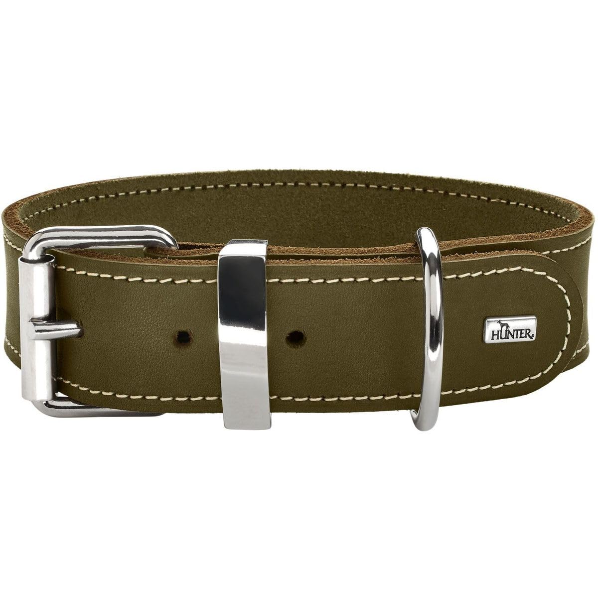 HUNTER Collar Aalborg Special, 30 67269 Soft genuine cow leather, olive
