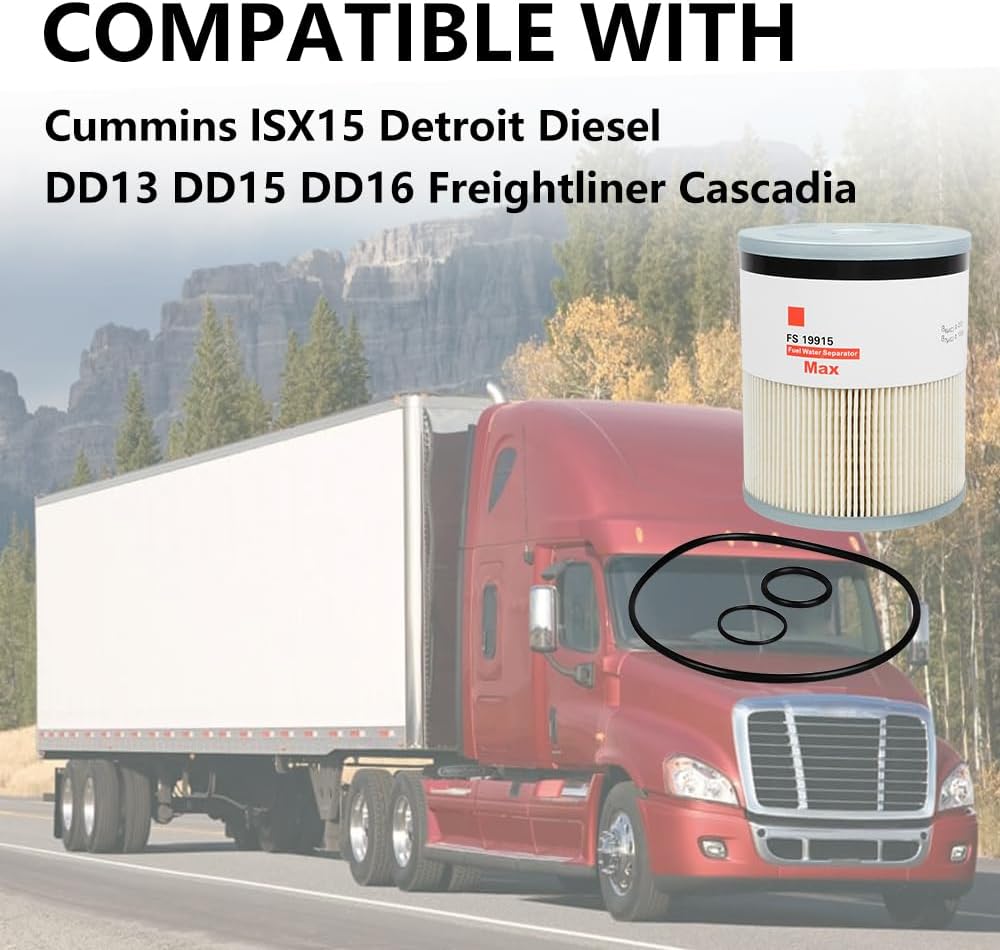 3PCS FS19915 Fuel Filter with Water Separator Fits for Cummins ISX15 Detroit Diesel DD13 DD15 DD16 Freightliner 108SD 114SD 122SD Replaces L9915F P551011 P550854 PF9804 CS11122 A4720921205 33655