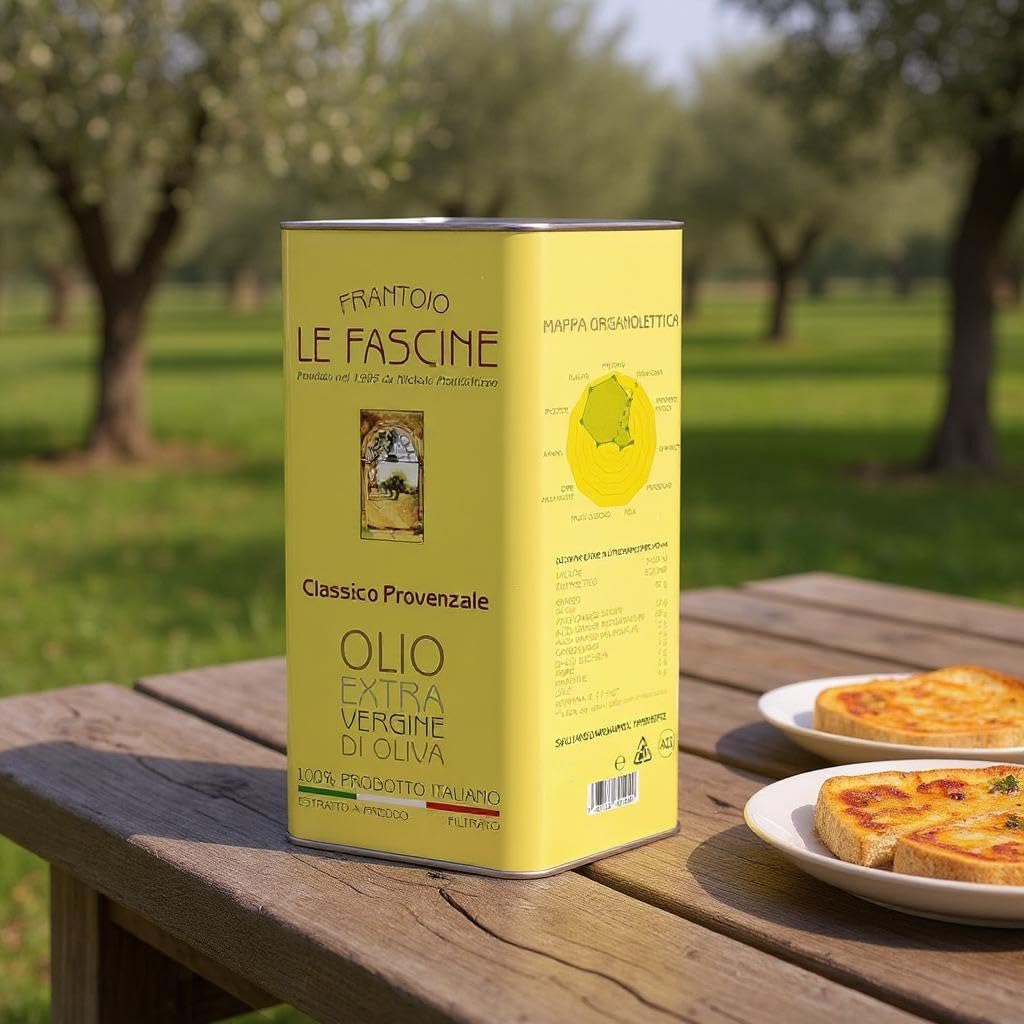 Le Fascine "Classico" - 100% italienisches Olivenöl, extra natives Olivenöl, kaltgewonnen, ungefiltert, 100% hergestellt von Monocultivar Provençal (2 x 3 Liter)