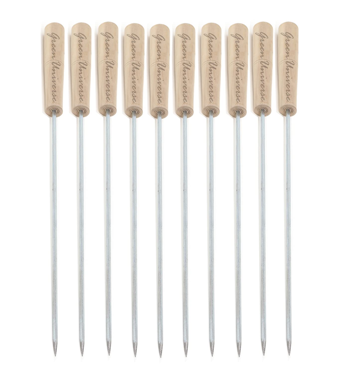 GTS Barbeque Stick Long Steel Rods with Wooden Handle for Easy Making Chicken Tandoor, Paneer Tikkas, Seekh Kabab Etc. (10)-image-36