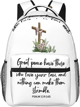 ASYG Bible Verse Backpack Christian Laptop Backpack Jesus Cross Tablet Travel Picnic Bag Jesus Bckpack Bag