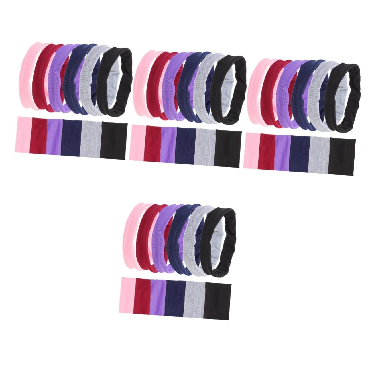 Happyyami 24pièces Bandeaux De Yoga Antidérapants Élastiques pour Filles Accessoires De Sport pour Course Fitness Et Activités Extérieures Foncé Foncé