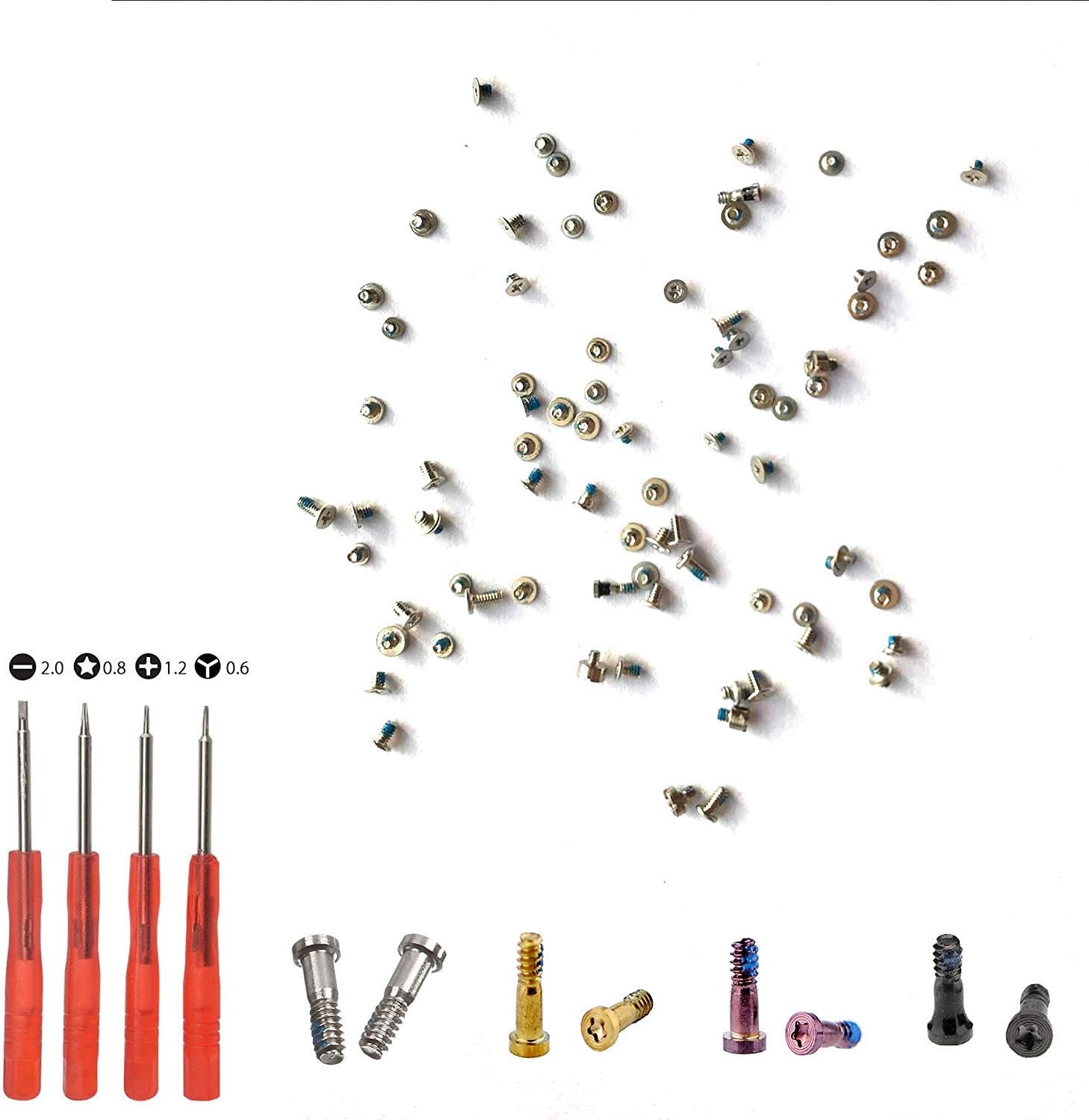 Replacement Screws for iPhone X, Full Set with 4 Bottom Pentalobe Screws and 4 Screwdrivers