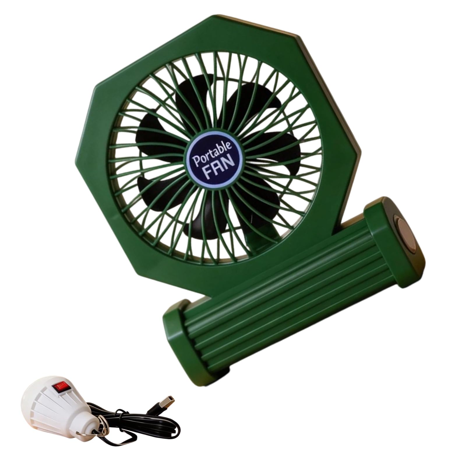 Uqezagpa Green Multifunctional Outdoor Fan With Led Lighting Camping Fan Perfect For Camping Hiking And Emergencies Situations Rechargeable Outdoor With Led Travel With Lighting