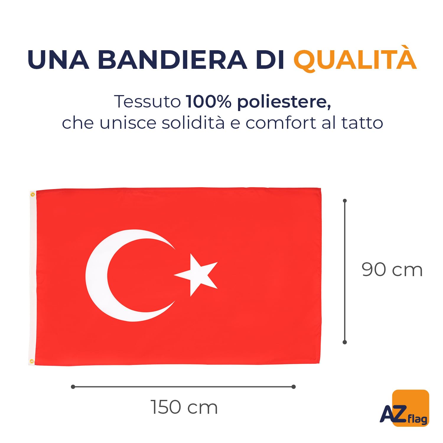 Bandiera Turchia 90x150 Cm FahnenMax – Resistente Al Vento E UV In Poliestere