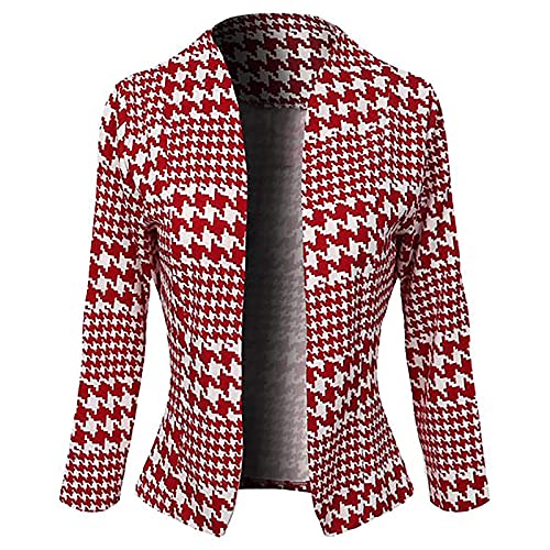 Jaqueta Feminina Leve Moda Feminina Estampa Boêmia Manga Longa Aberto Frente Slim Blazers Casaco Cas