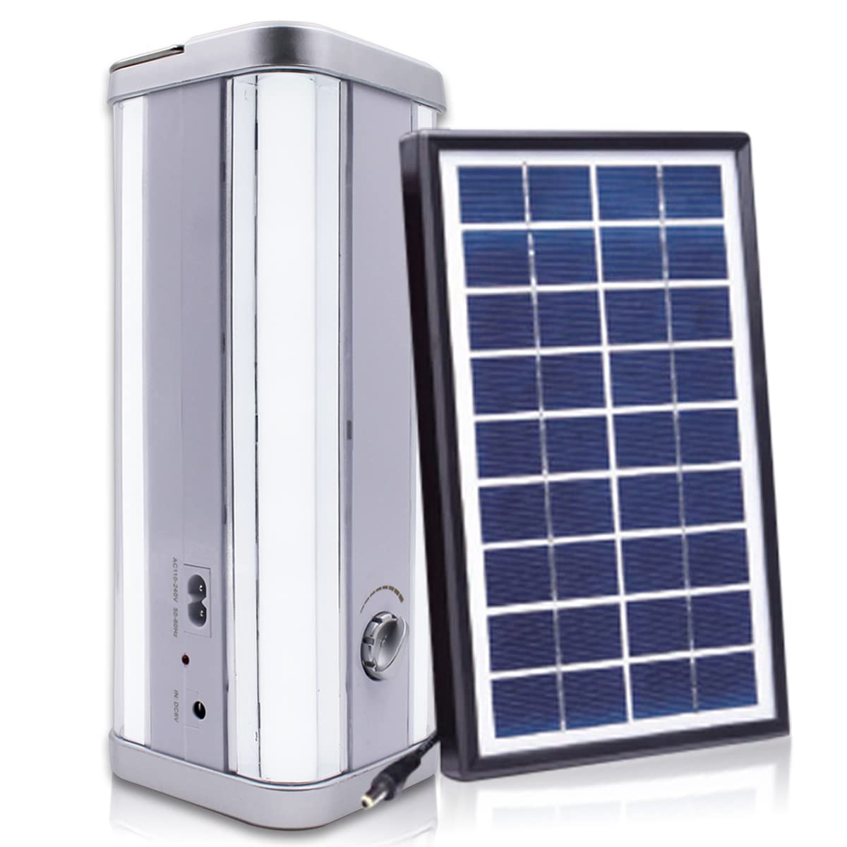 Pick Ur Needs Solar Rechargeable High Range Home Emergency 4 Tube Lantern Light Lamp with Solar Panel(3W+9V) (White Solar)-image-32