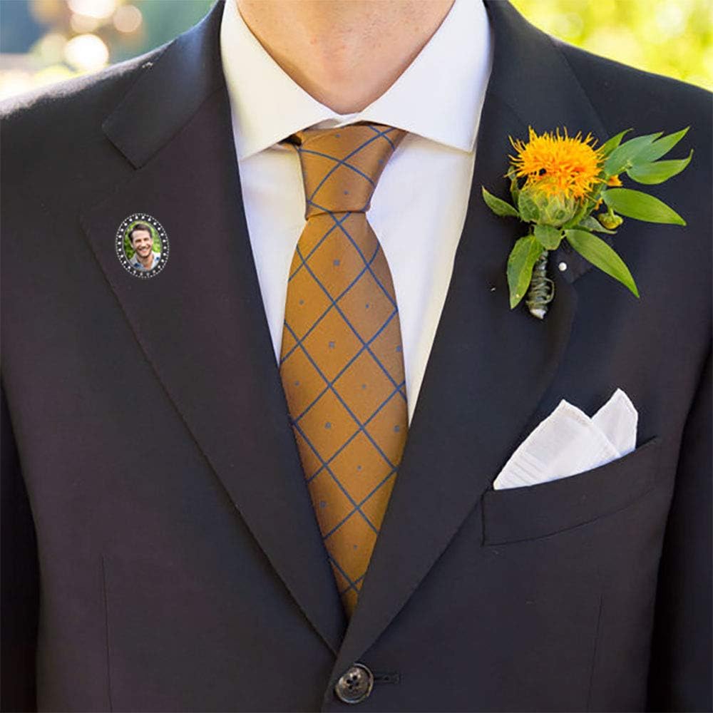 Photo Lapel or Tie Pin for Groom Wedding Memorial Funeral Boutonniere Pin Add Your Own Photo with Resizing Software Gift for Groomsmen or Bouquet - Image 2