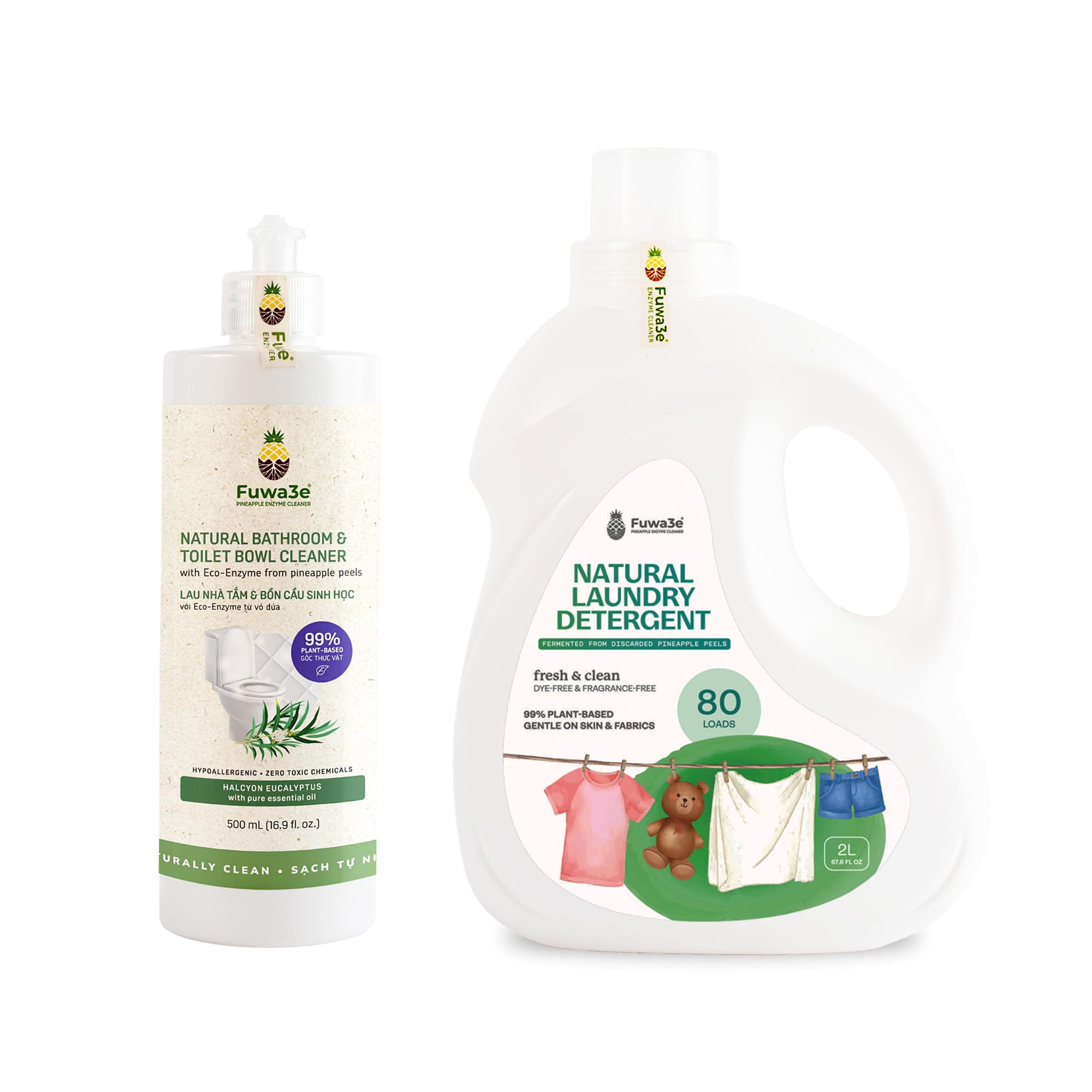 Fuwa3e Natural Bathroom Toilet Bowl Cleaner & Laundry Detergent