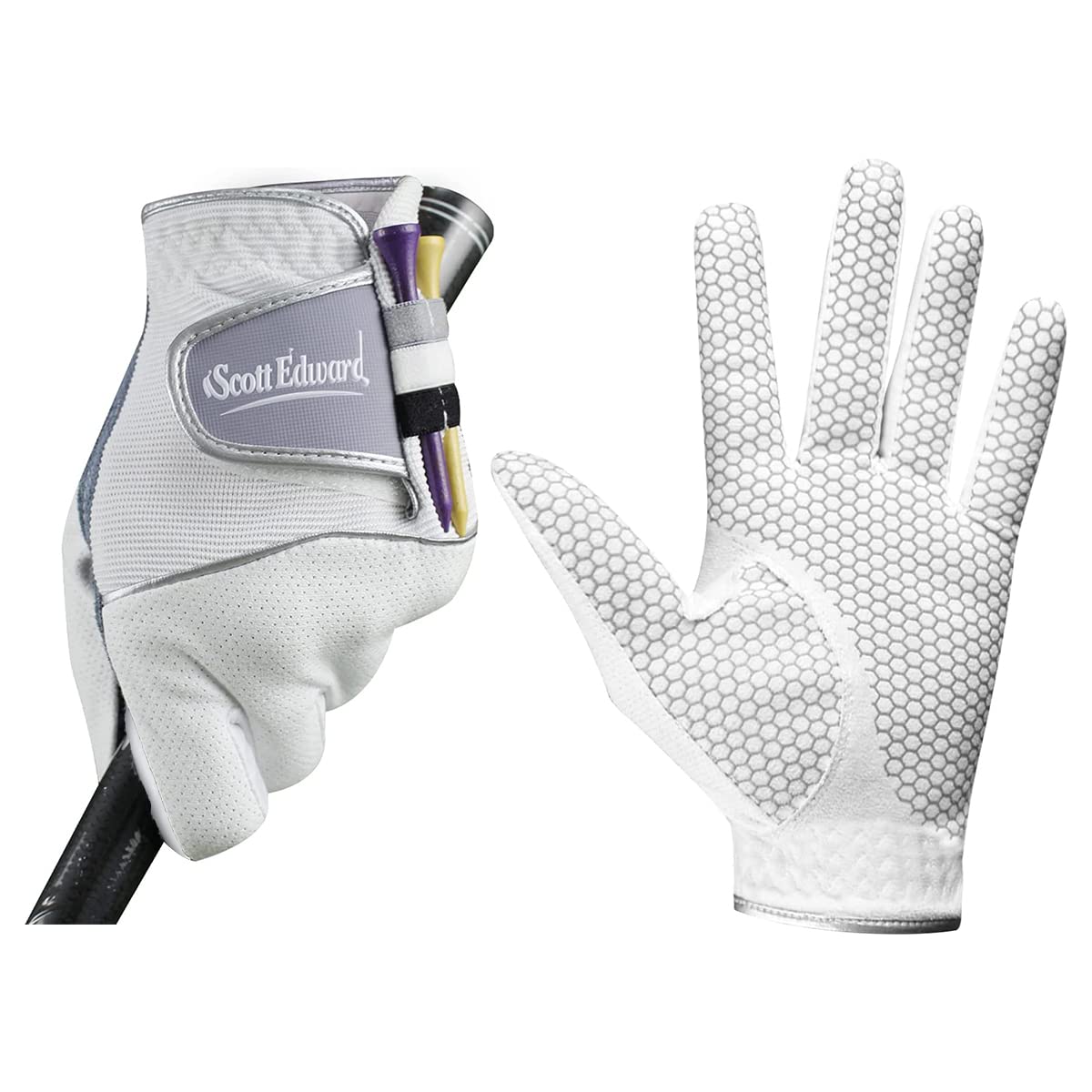 Mens Golf Glove, No-Slip, Breathable, Soft, Worn on Left Hand White Palm