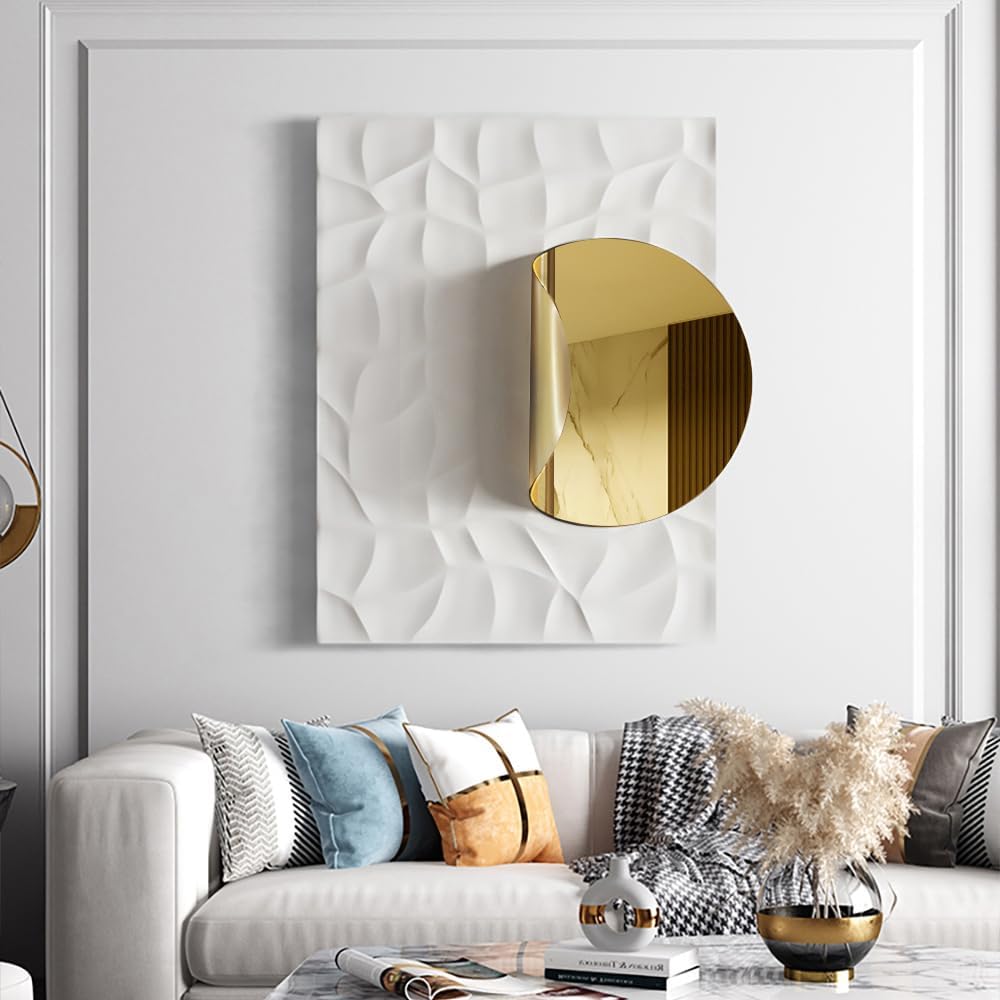 homary Modern 3D Geometric Metal Wall Art - 23.6" x 35.4" Gold Abstract Rectangle Wall Sculpture, Decorative Contemporary Wall Decor for Living Room, Bedroom, Office (Gold)