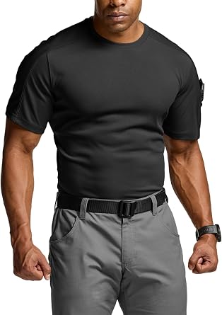 CQR Mens Tactical Short Sleeve T-Shirt, Quick Dry Outdoor Hiking Training Army Shirts, Athletic Gym Workout Tops