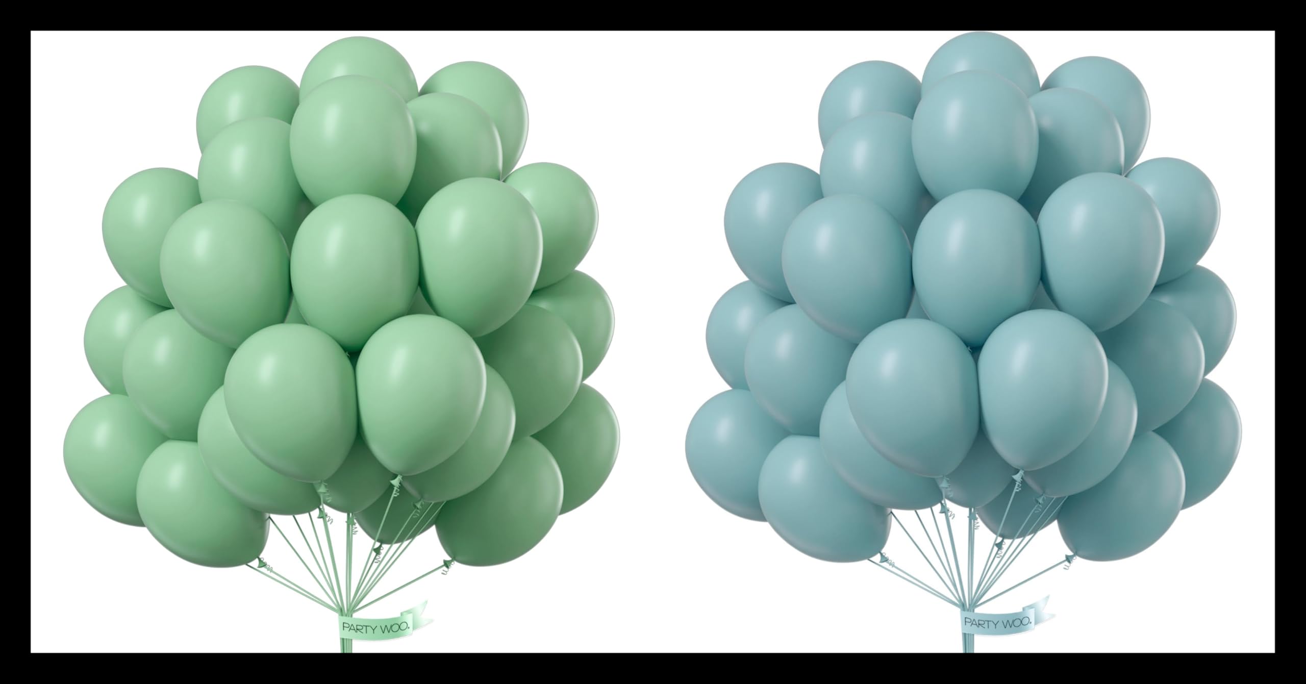 PartyWoo Foggy Green Balloons 50 pcs and PartyWoo Pale Aqua Balloons 50 pcs