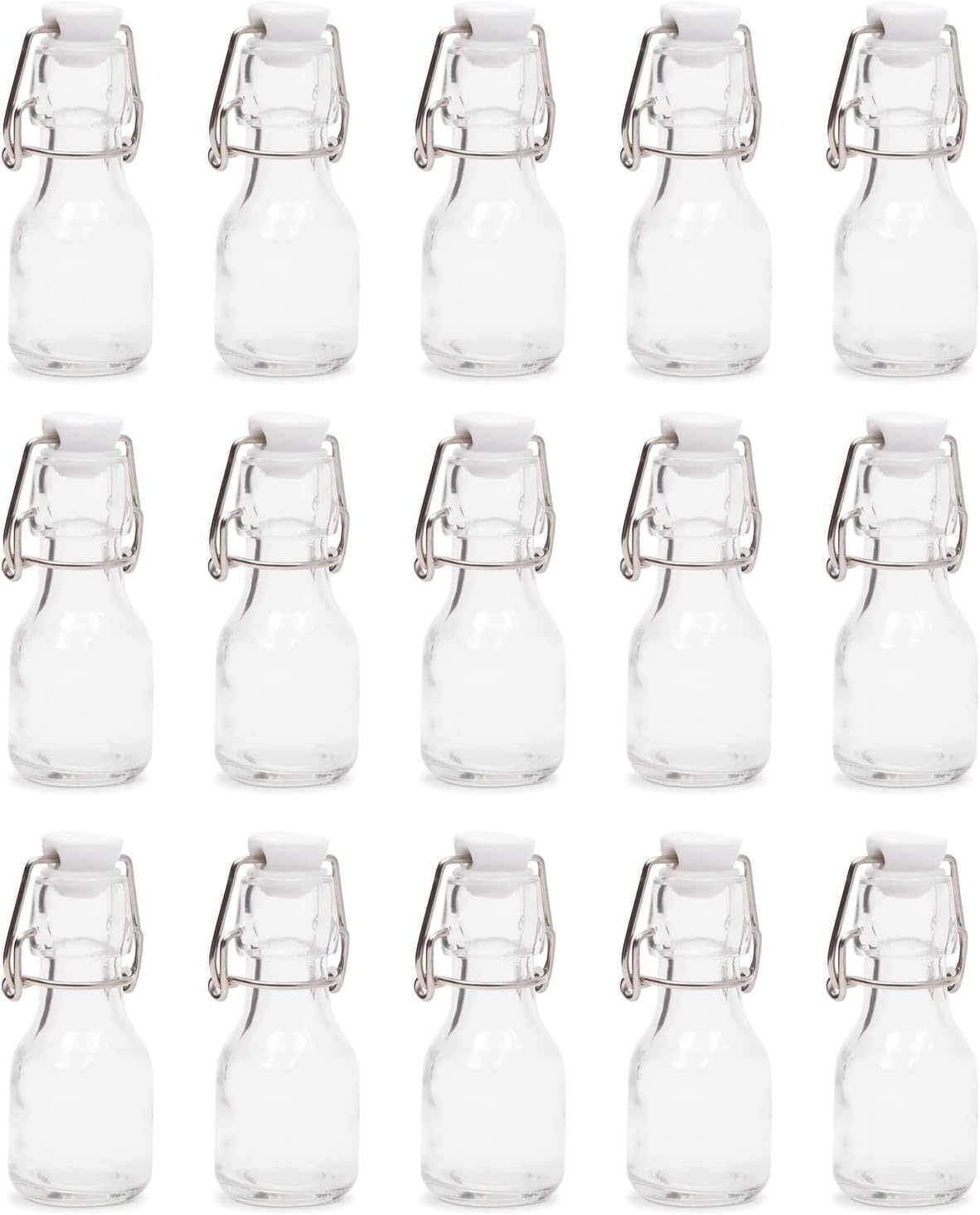 BLUE PANDA Mini Swing Top Glass Bottles with Lids, 2 oz Flip Top Glass Bottles for Wedding Party Favors, with Kraft Tags and Jute Twine (15 Pack) : Home & Kitchen